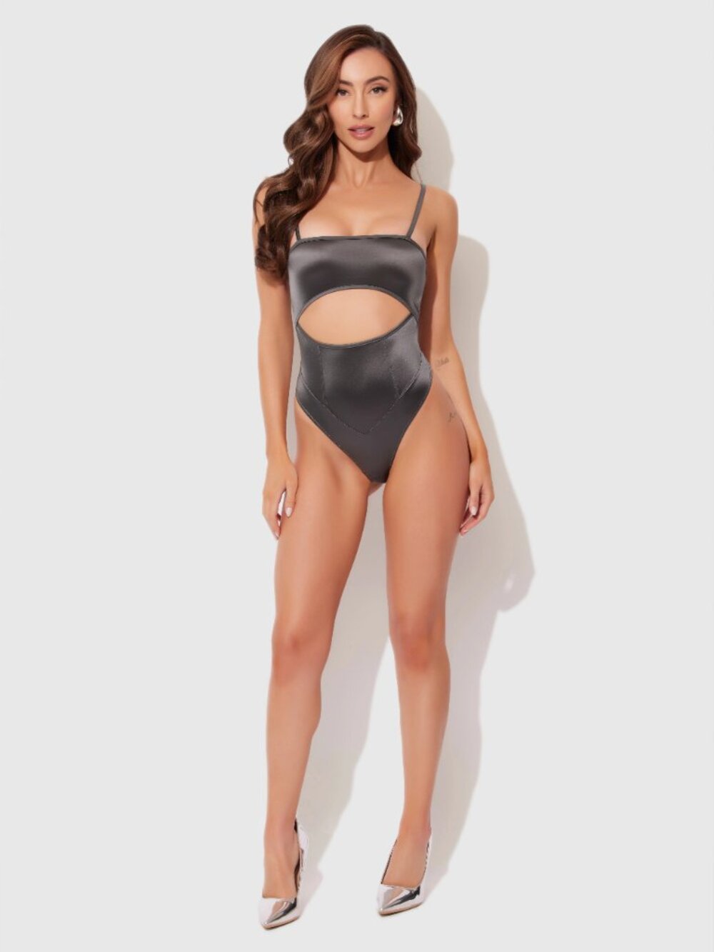 Frederick's of Hollywood Neev Oil Slick Cutout Scoop Back Bodysuit